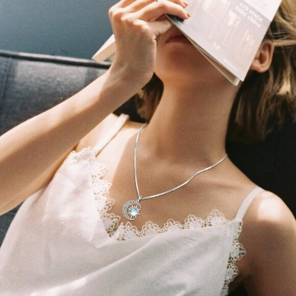 Pentagram Necklace Sterling Silver Triple Moon Goddess/Celtic Knot Witches Knot/ - Picture 7 of 9